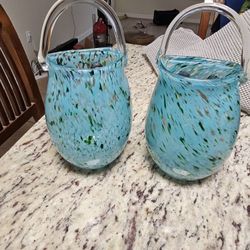 Set Of 2 Blown Glass Vases Brand New