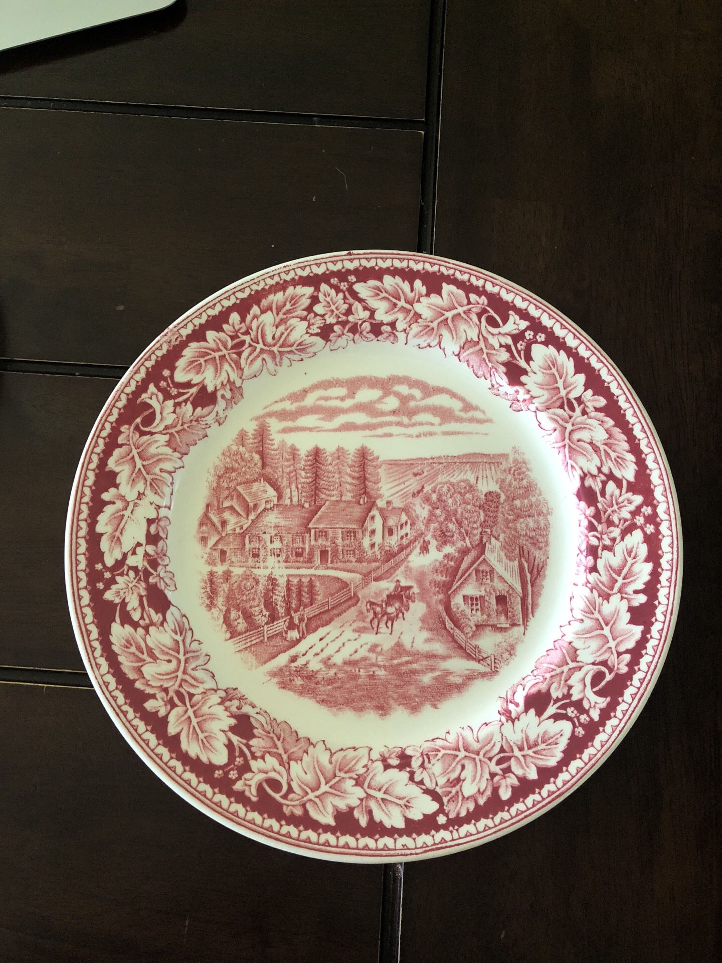 Historical America- Paul Revere crossing bridge into Medford Town.. 1775. Homer Laughlin China Co.