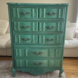 Vintage French Provincial Dresser – Teal Finish