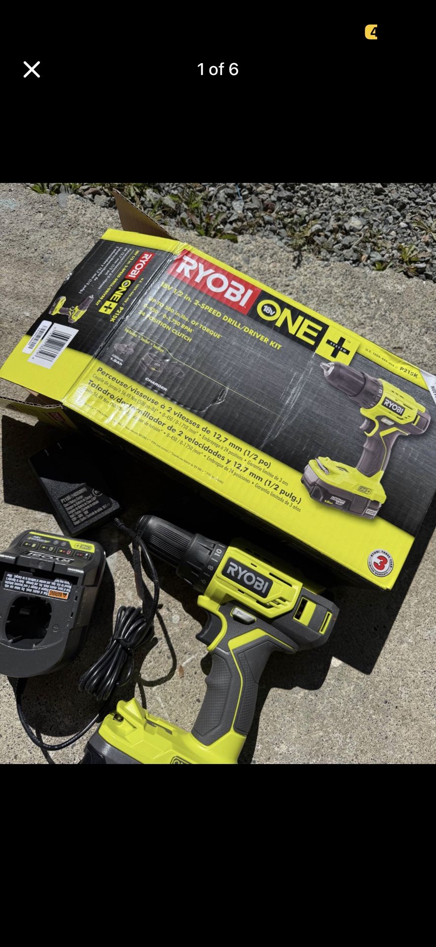 Ryobi P215K 18-Volt ONE+ Lithium-Ion Cordless 1/2 in. Drill/Driver Kit with (1) 1.5 Ah Battery and 1