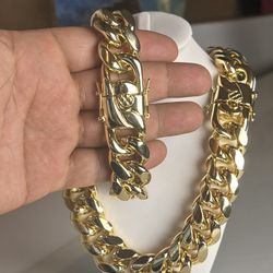 22mm Stainless Steel Cuban Link Chain and Bracelet 