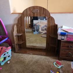FREE DRESSER MIRROR WITH SHELVES