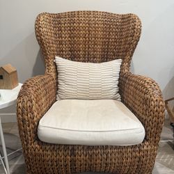 (NEED GONE!)  Pottery Barn - 2 Seagrass Wingback Chairs