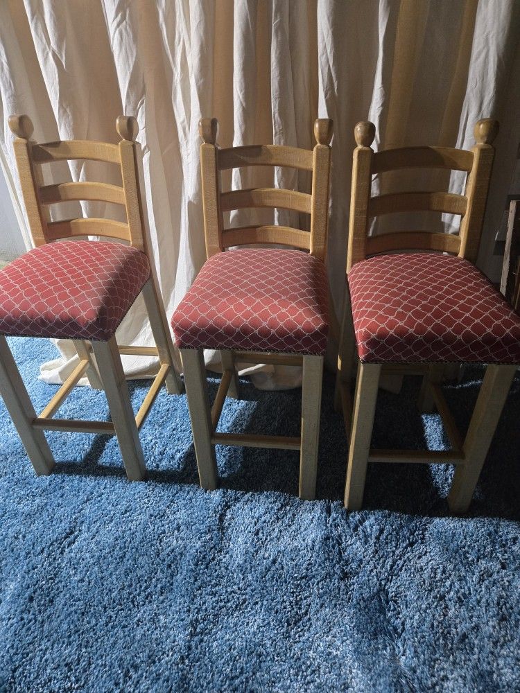 Free Bar Stools Wood Red Cloth Seat
