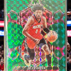 Jalen Green Houston Rockets 2024 Mosaic Green Refractor
