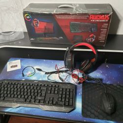New Packard Bell Ruckus 4-in-1 Pro Gaming Kit Bundle, Headset, Keyboard, and Mouse Combo, Gaming Kit, Essential Peripherals Package W/ RGB Lighting