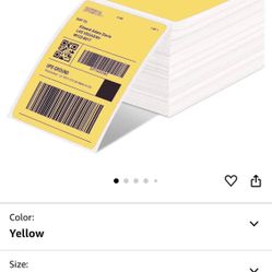 Phomemo 4x6 Thermal Label Printer Paper - 500 PCS Yellow 4"x6" Fan-Fold Shipping Supplies Labels - Water/Oilproof Label Stickers - Permanent Adhesive 