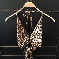 Leopard Tie-back Halter Top Size M New. In package. $10