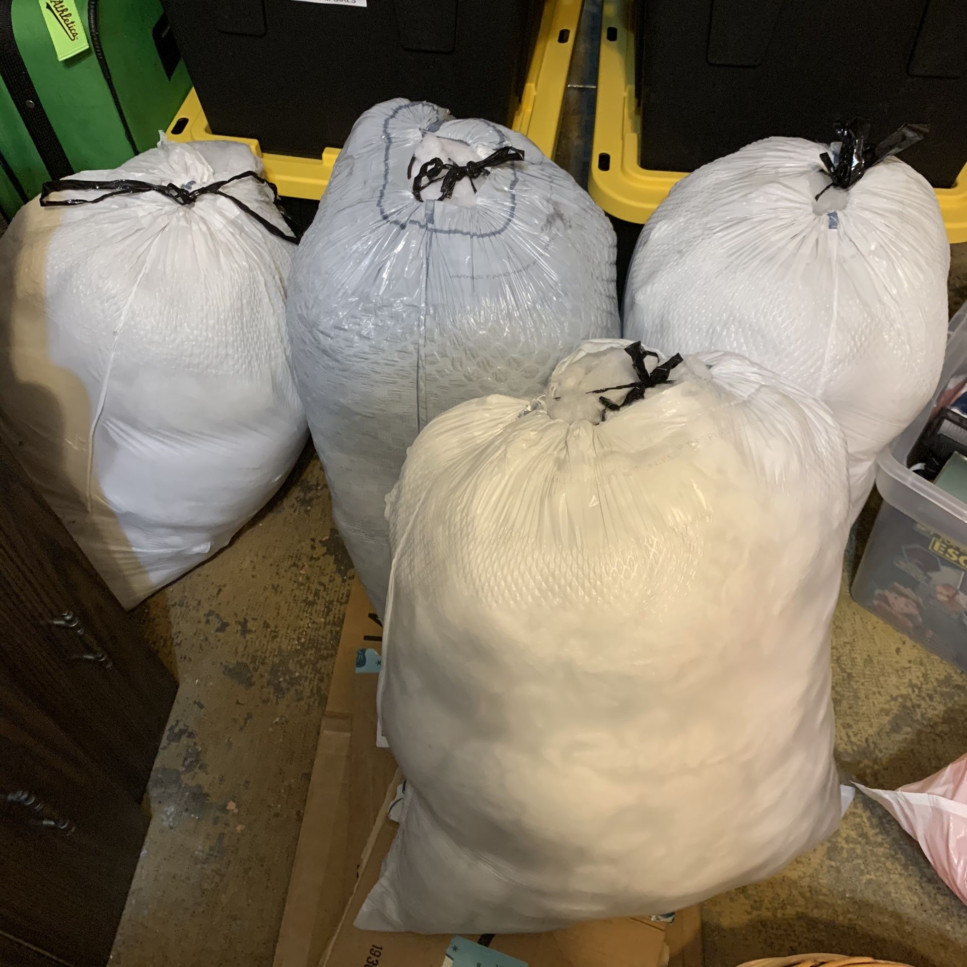 Large bags of polyester fiber fill