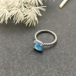 David Yurman Four-claw Square Diamond Ring