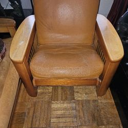 Leather Chair With Storage IN Arm Rests