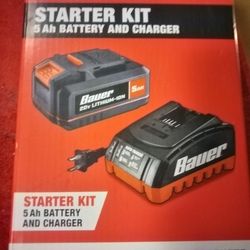 5Ah Bauer starter kit battery & Charger