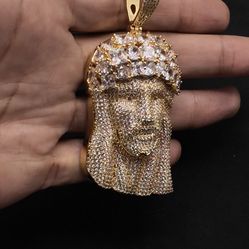 Iced Out Jesus Piece Pendant – Gold Finish with Large CZ Stones