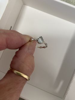 Sterling Silver/Aquamarine Ring - Apprx Size 7-8 $29