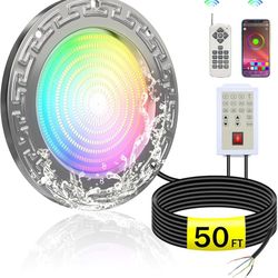 10 Inch RGBW LED Pool Light for Inground Pools, IP68 Waterproof Underwater Light, 12V 60W, 3-Way Control (Controller/Remote/App), Fits 10" Wet Niches 