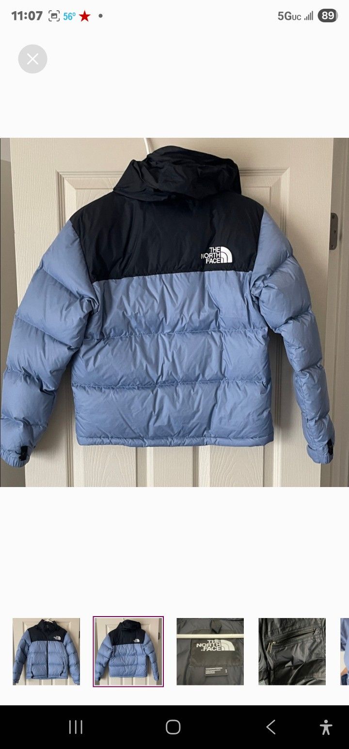 NWT Sz XL Womens North Face 1996 Retro Jacket. Folk Blue. Hood. Inside Pocket