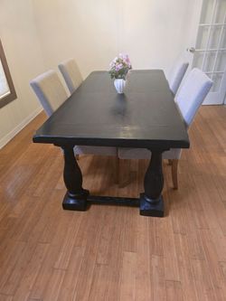 Black Wood Farmhouse Trestle Dining Table