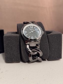 Women’s Watch  RJ Graziano Black Chain Link Bracelet Watch Extra Links RJ102 New in Box