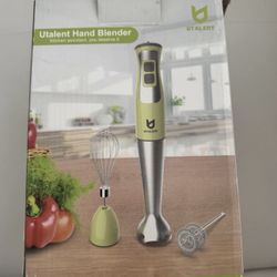 utalent hand blender w/ whisk, froth, and purée attachments. tested