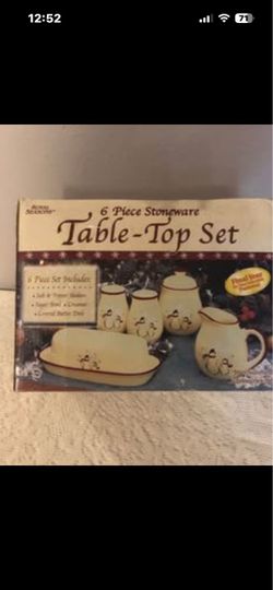 Christmas Holiday Snowmen Royal Seasons 6 Piece Stoneware Table Top Set