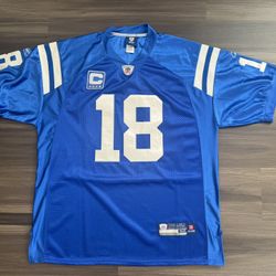 NFL Indianapolis Colt Peyton Manning #18 Captain Reebok Jersey Adult Size 52 