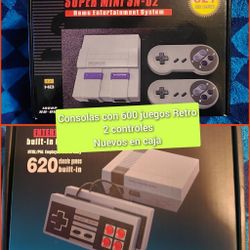 Consolas Con Juegos Retro / 600 Juegos En Memoria / Juegos Clasicos