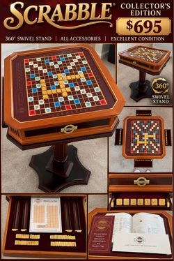 Collector’s Edition Scrabble w/ Table and Sliding Player Drawers