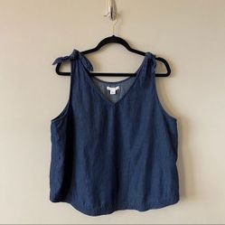 CaslonChambray Tie Shoulder Sleeveless Top