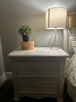 Nightstand, vanity , full size bed with mattress