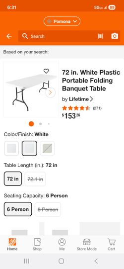 Lifetime 72 in. Plastic Portable Folding Banquet Table