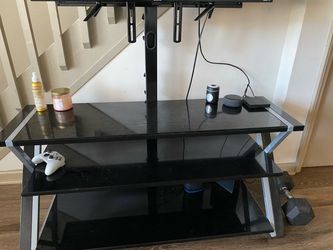 Floor tv stand mount 3 tempered glass