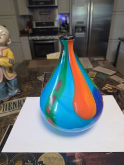 Glass vase multicolored