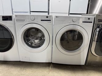LG white front load washer and gas dryer set