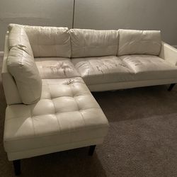Leather Two Piece White Sofa 