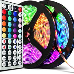 (New in Box) $12 DAYBETTER Led Strip Lights 32ft Flexible Tape 5050 RGB 300 Color Changing Kit (44 Key Remote)