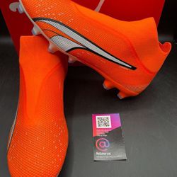 New Puma Ultra Match + LL FG / AG Laceless Soccer Cleats Shoes Mens Size 8.5 And 9.5 Orange White 