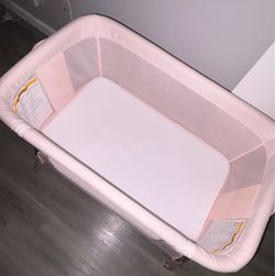 Pink Baby Bassinet with Mesh Sides