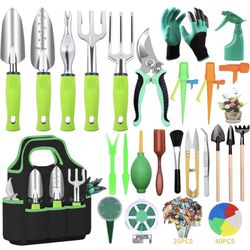 84 PCS Garden Tools Set,10pcs Succulent Tools Set Included 6pcs Large Heavy Duty Aluminum Gardening Hand Tools 12.5IN with Garden Tool Bag,Gloves Spra