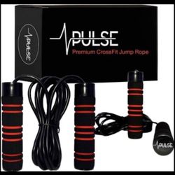 Weighted Jump Rope by Pulse with (1LB) Memory Foam Handles and Thick Speed Cable - For fitness