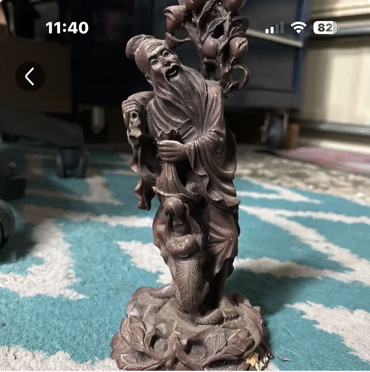 Antique Chinese wood carving of Shoulas w/peach tree