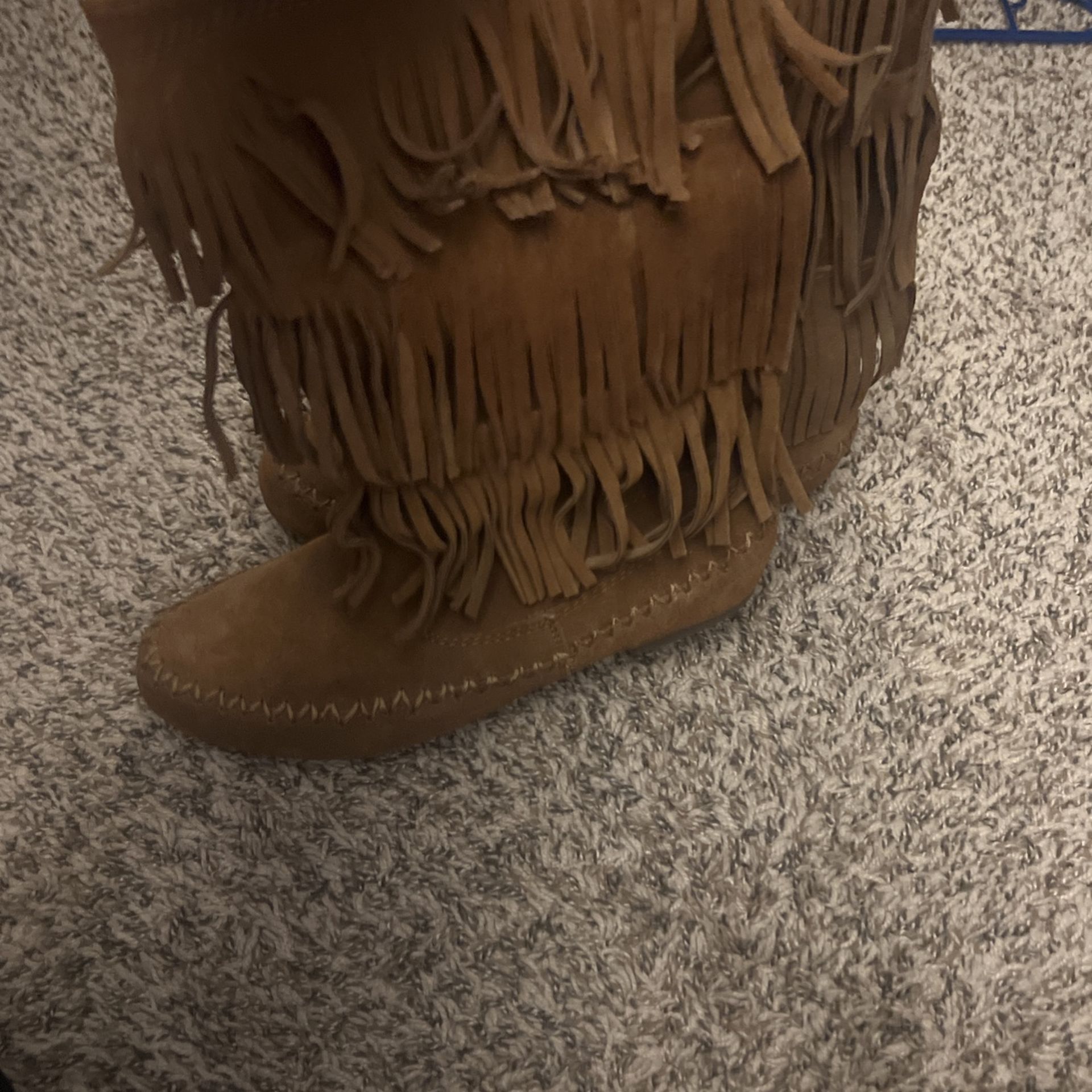Tan Fringe Boots