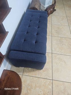 Navy Blue Tufted Storage Bench
