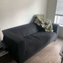 Gently Used Small IKEA Love Seat With Black Cover 