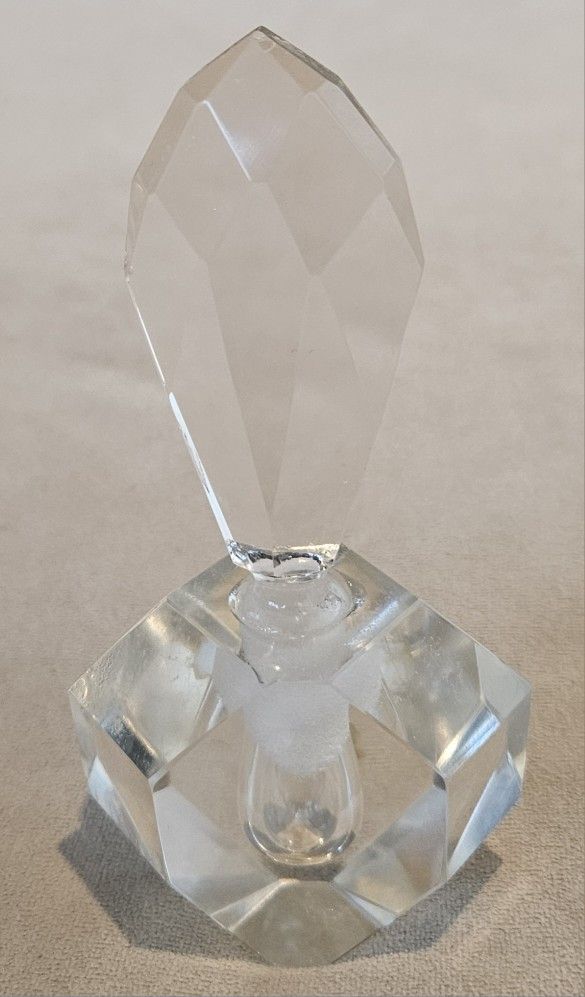 Perfume Dresser Bottle Vintage ART DECO heavy cut crystal glass dauber 5"