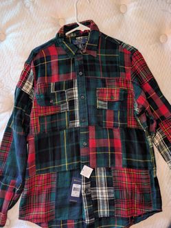 NWT Polo Ralph Lauren Patchwork Flannel Plaid Button Up Shirt