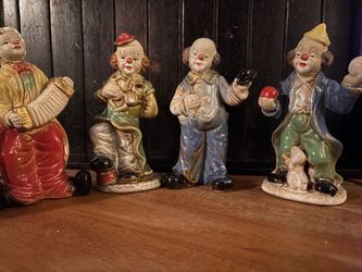 Ceramic Clown Figurines Set of 4
