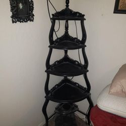 VINTAGE ORNATE WOOD VICTORIAN ROCOCO CORNER SHELF BOOKSHELF