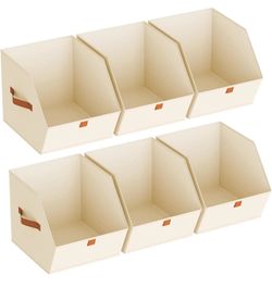 Fabric Closet Storage Cubes - 6 Pack Square Storage Bins with Dual Handles for Clothes, Towels, Toys, Cube Storage Organizers for Bedroom, Nursery, Sh