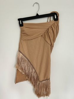 Tan Tassel Asymmetrical Tank Top