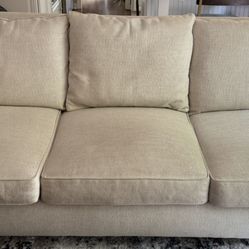 Off White Linen Blend Scotch Guard Sofa
